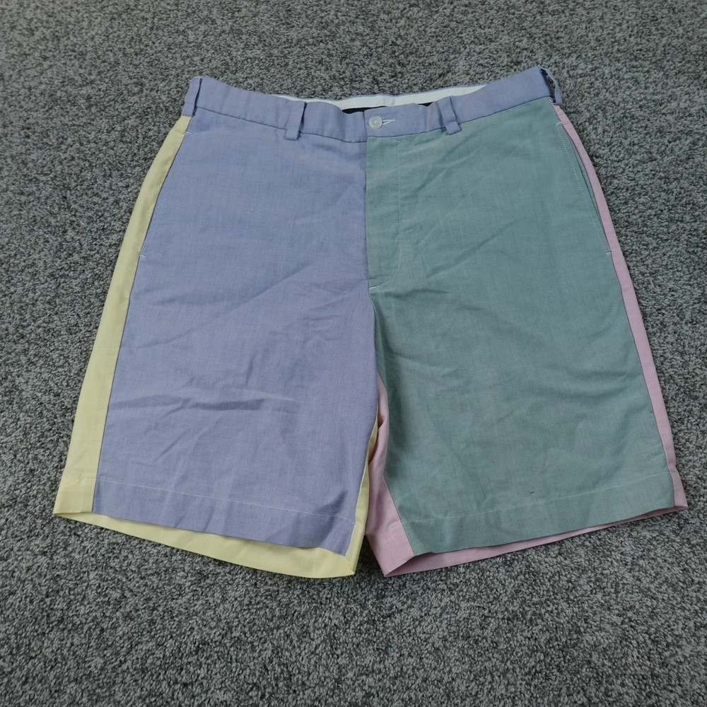 Brooks Brothers Shorts Mens 34 Multicolor Colorblock Flat Front Chino Golf Dad